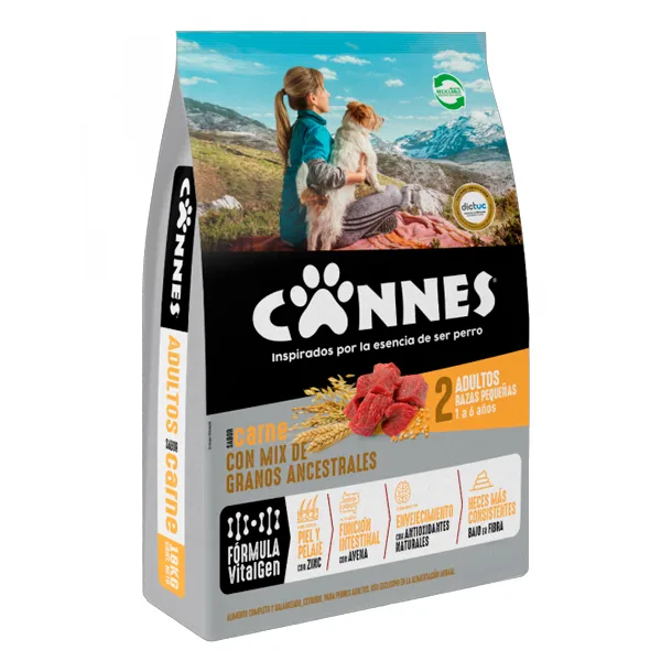 Alimento Perro Cannes Adulto Raza Pequeña Carne y Cereales