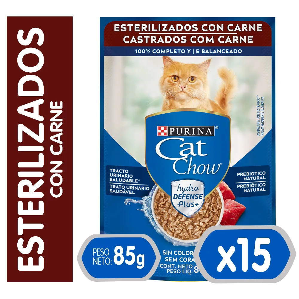 Sachet Cat Chow Esterilizados Carne x15