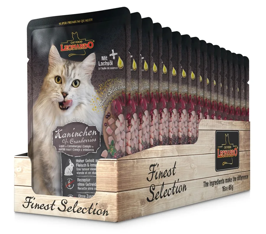 Caja Sachet Leonardo Gato Conejo y Arándano 16 Unidades