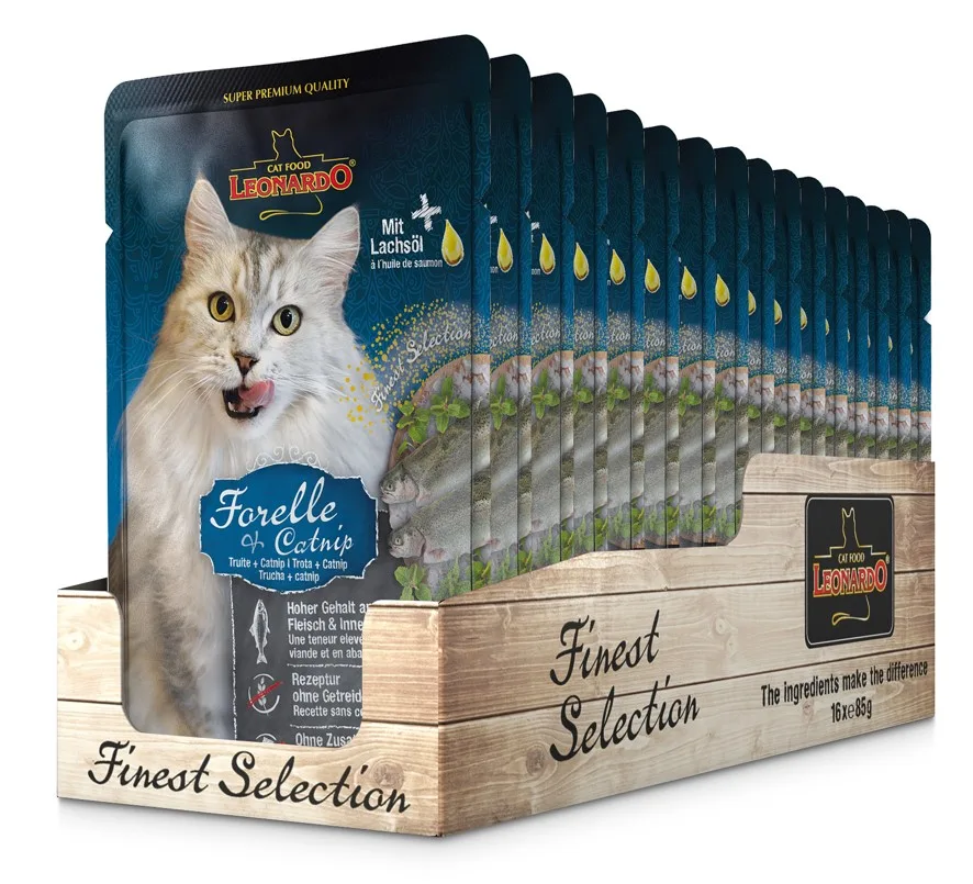 Sachet Leonardo Gato Trucha y Catnip 16 Unidades