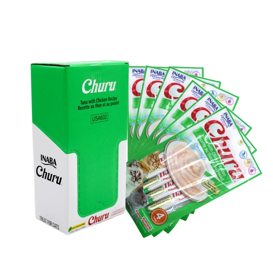 Caja Churu Cat Tuna Chicken Recipe 6 Sachets de 4 Tubos