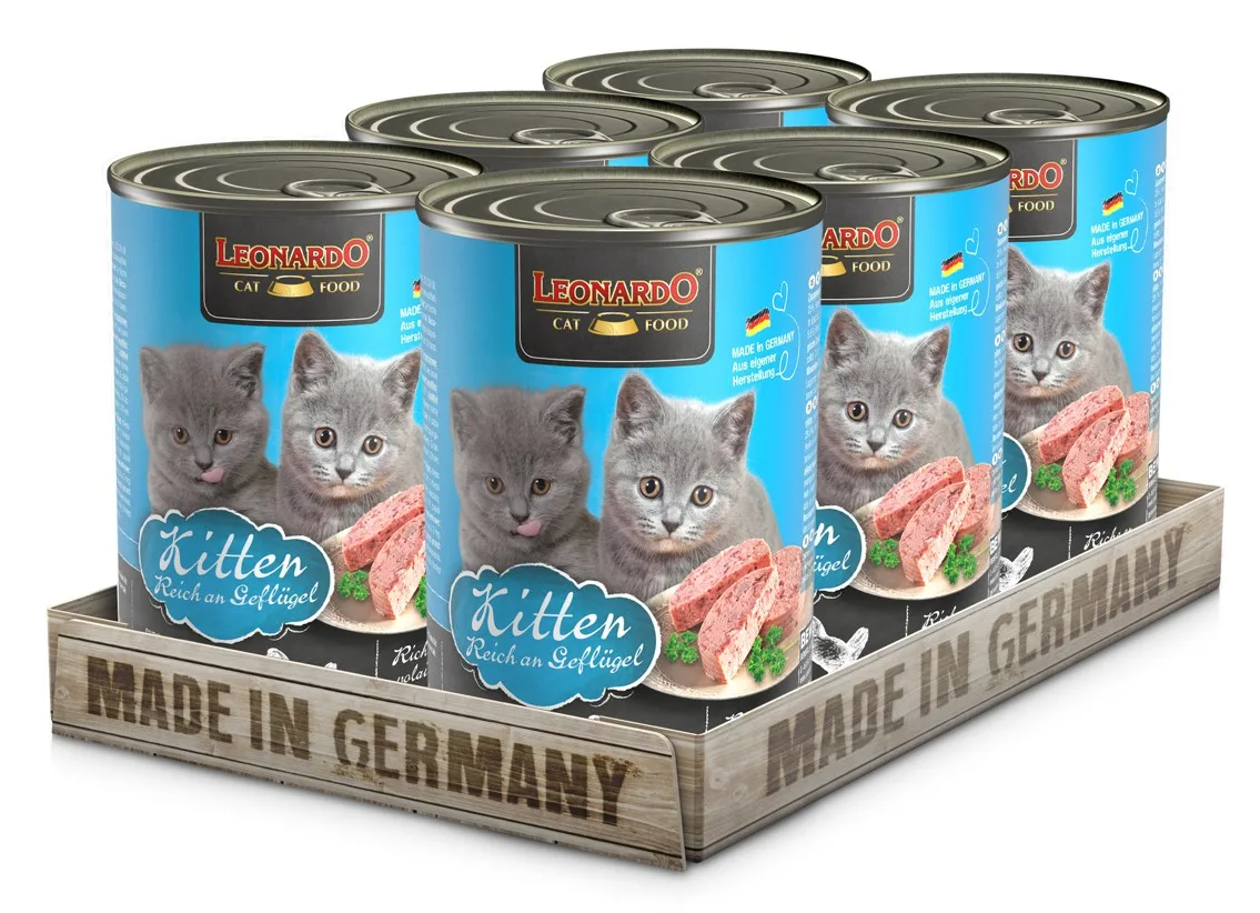 Lata Leonardo Gato Quality Selection Kitten x6 Unidades