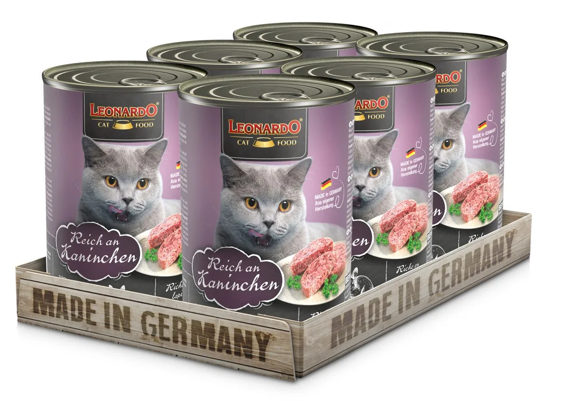 Lata Leonardo Gato Quality Selection Adulto Conejo x6 Unidades