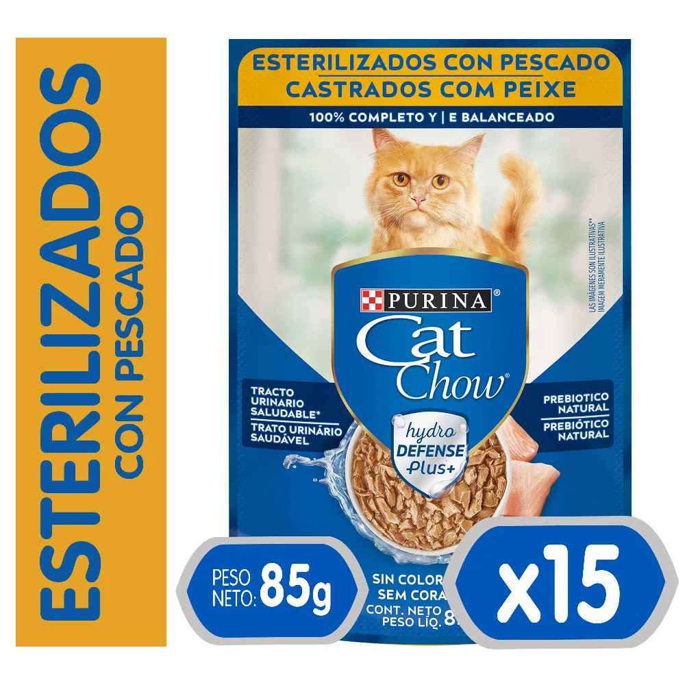 Sachet Cat Chow Esterilizados Pescado x15 Unidades