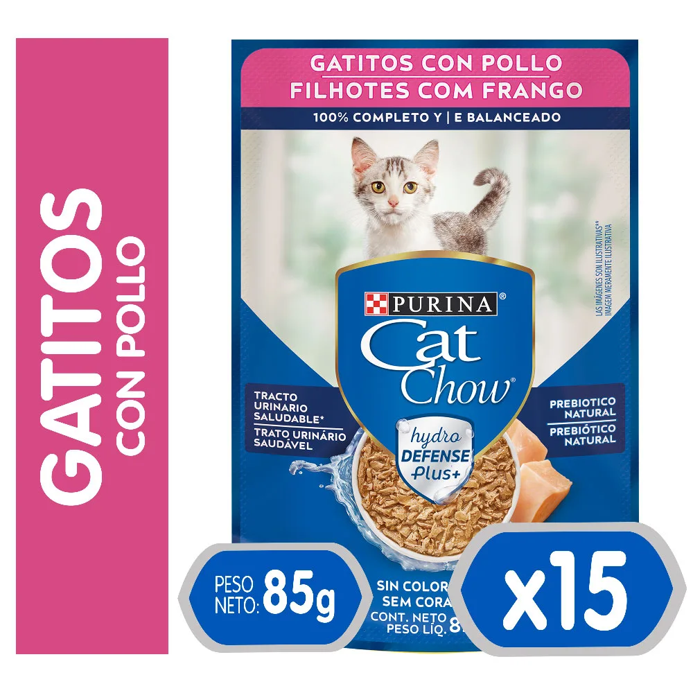 Sachet Cat Chow Gatitos Pollo x15 Unidades