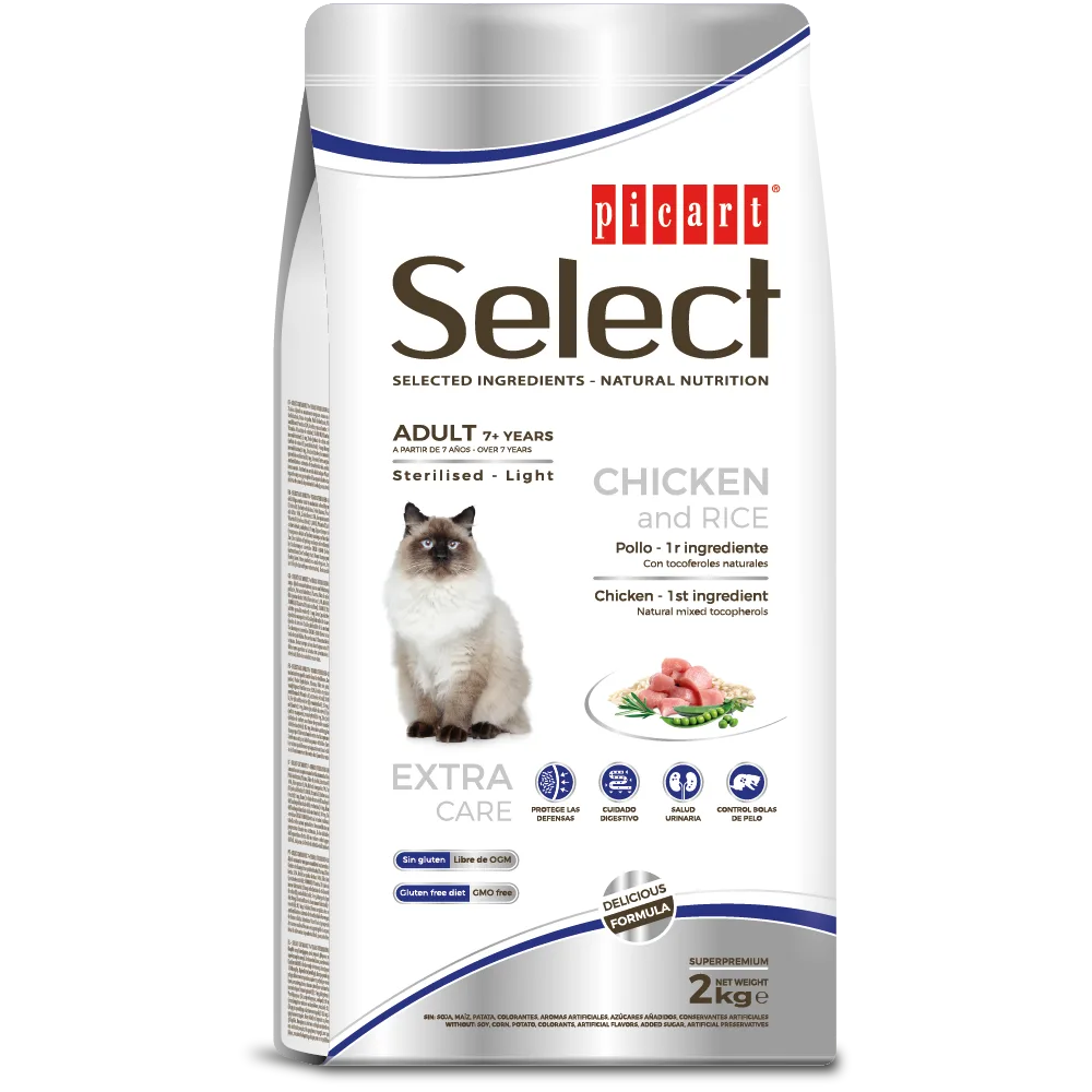 Picart Select Cat Adult 7+ Senior Chicken and Rice Light