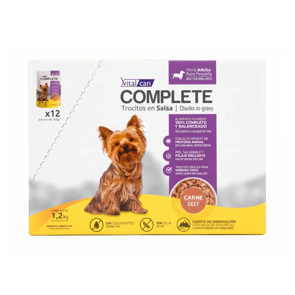 Caja Sachet Complete Perro Adulto Razas Pequeñas Carne 12*