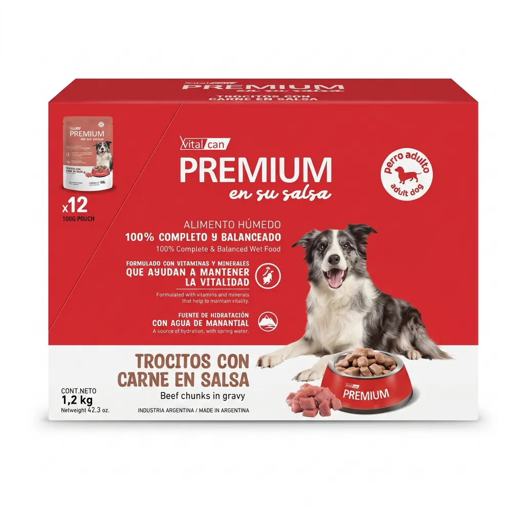 Caja Sachet Premium Perro Adulto Carne 12*
