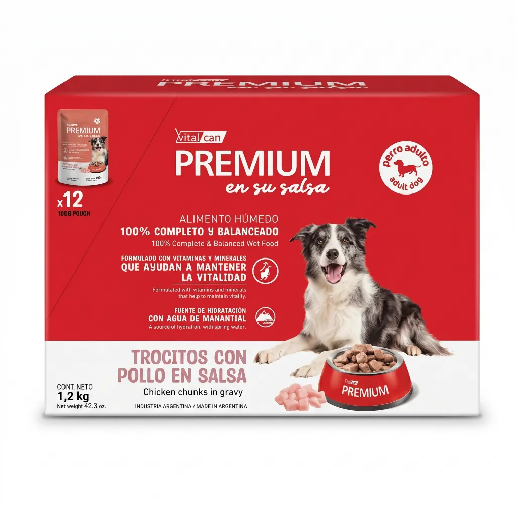 Caja Sachet Premium Perro Adulto Pollo 12*