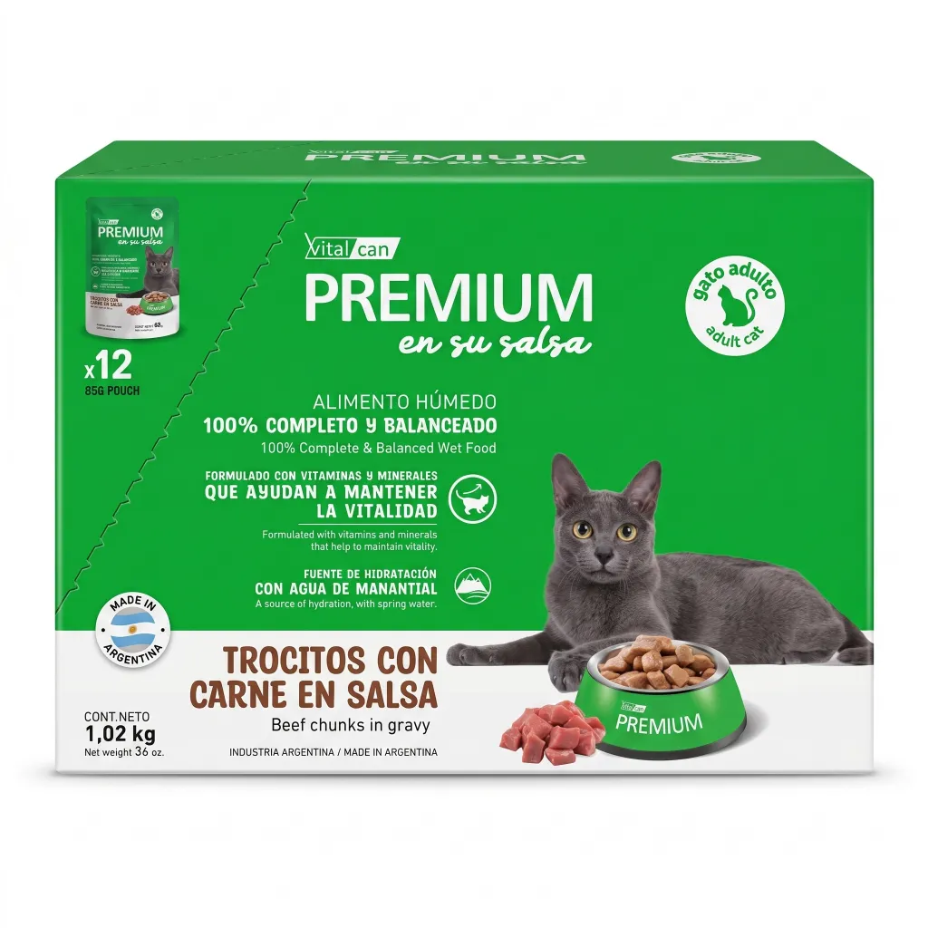 Caja Sachet Premium Gato Adulto Carne 12*