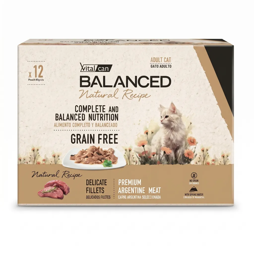 Caja Sachet Balanced Gato Adulto Carne 12*
