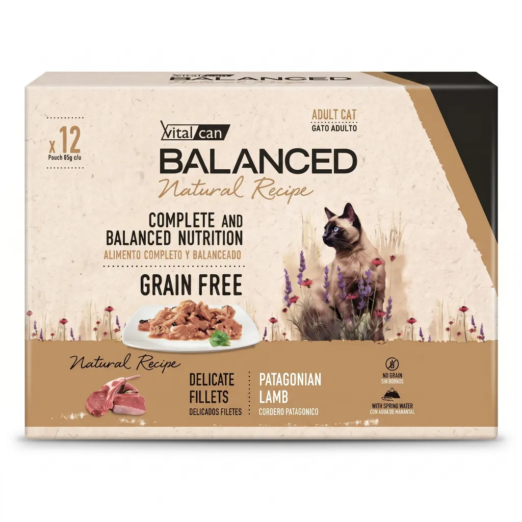 Caja Sachet Balanced Gato Adulto Cordero 12*