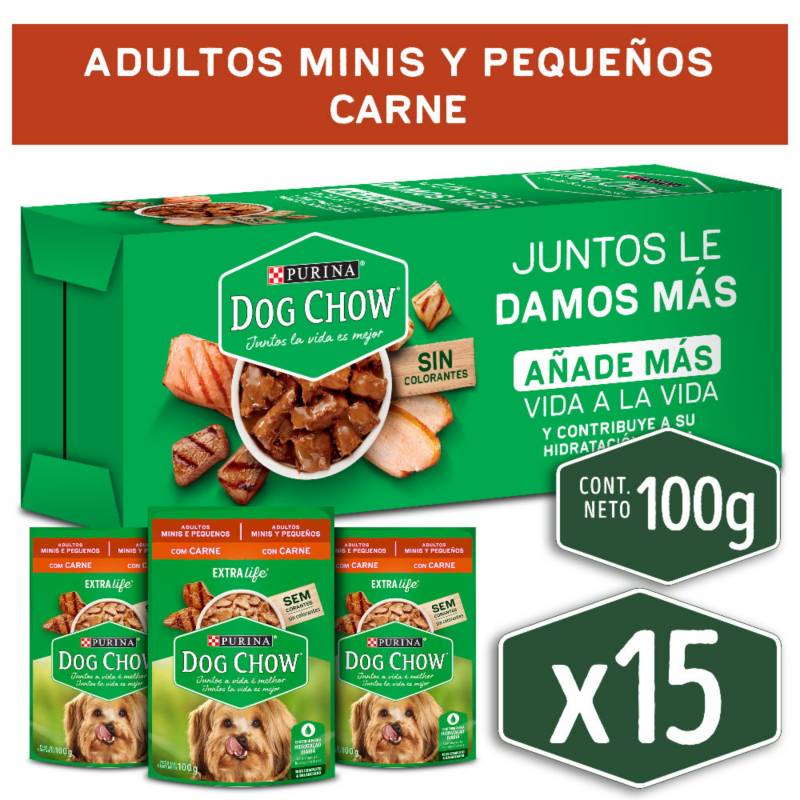 Sachet Dog Chow Razas Pequeñas Carne 15 Unidades