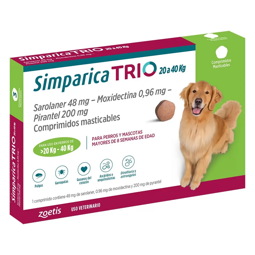 Simparica Trio 1 Comprimido 20 - Verde