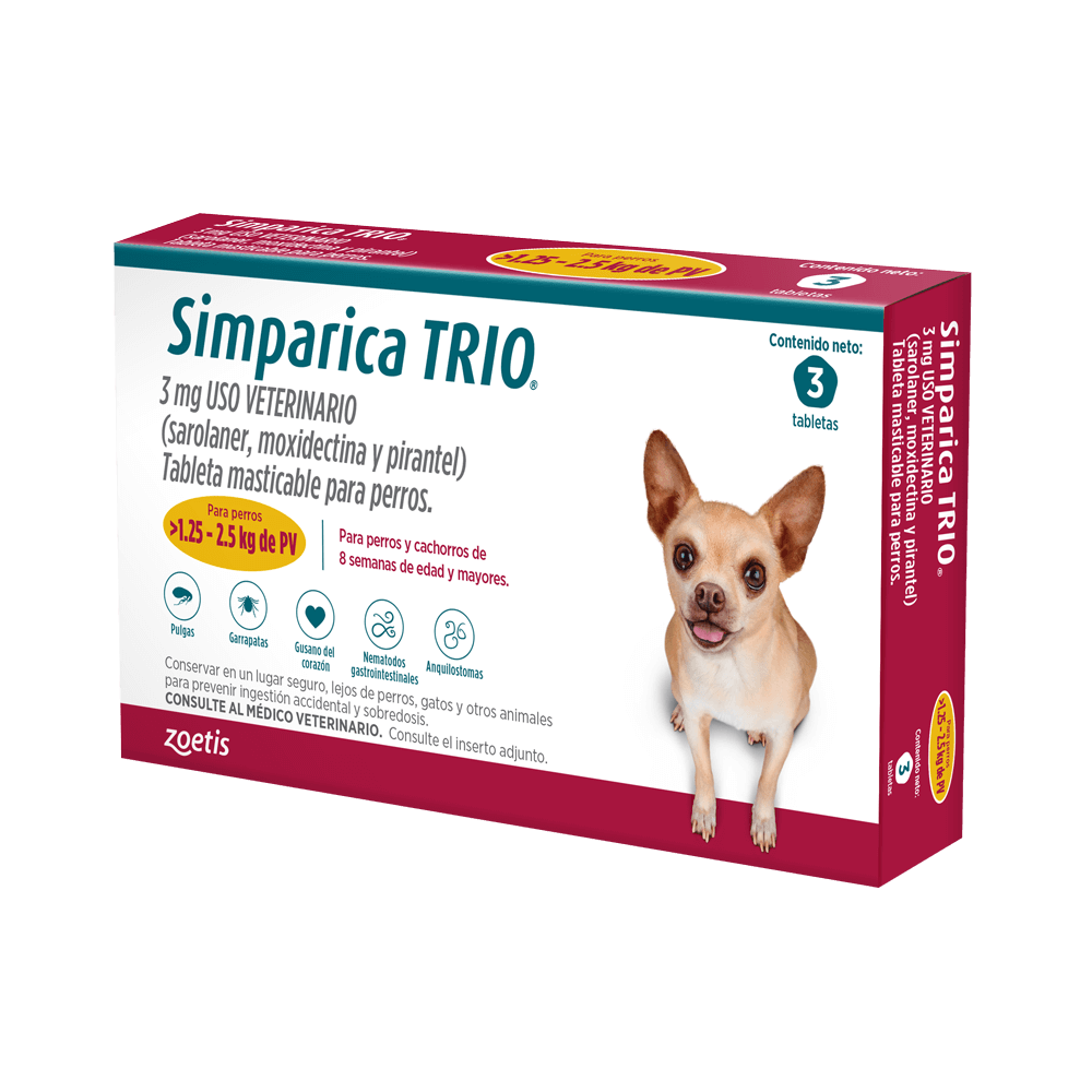 Simparica Trio 1.25 a 3 Comprimidos