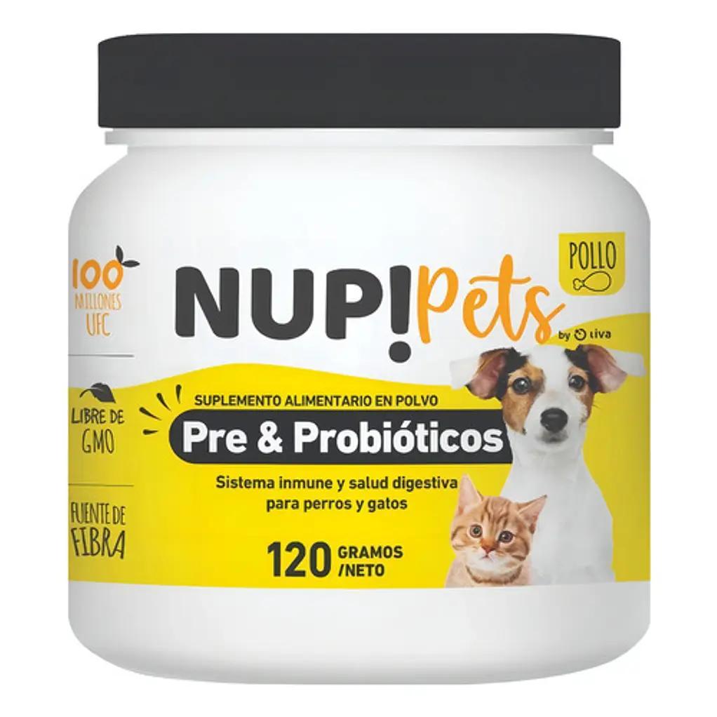 NUP! Pets Pre & Probióticos Sabor Pollo – Suplemento Alimenticio Natural para Perros y Gatos