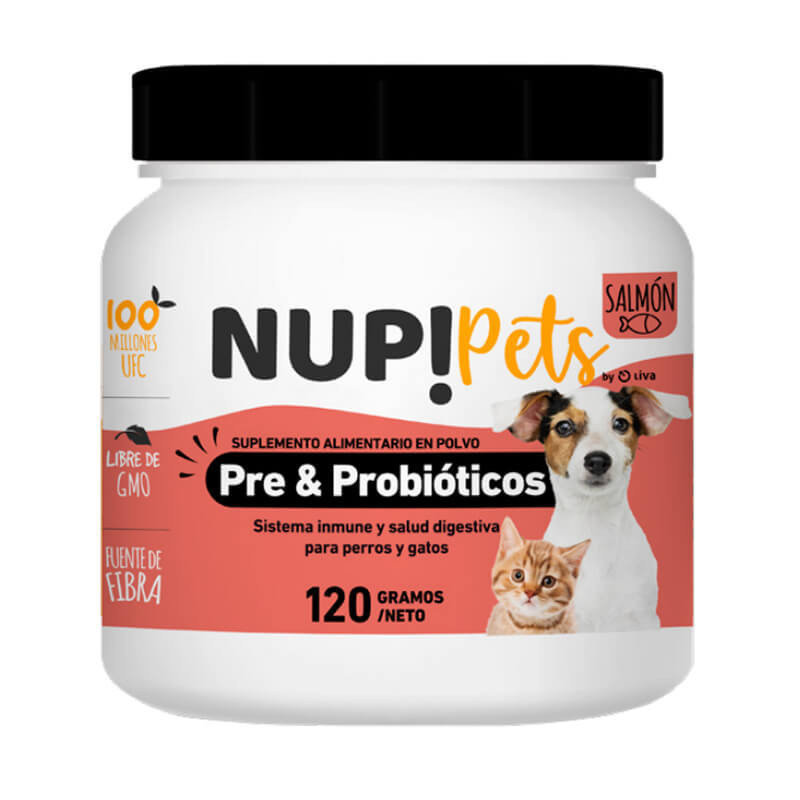 NUP! Pets Pre & Probióticos Sabor Salmón – Suplemento Natural para la Salud Digestiva e Inmunológica de Perros y Gatos