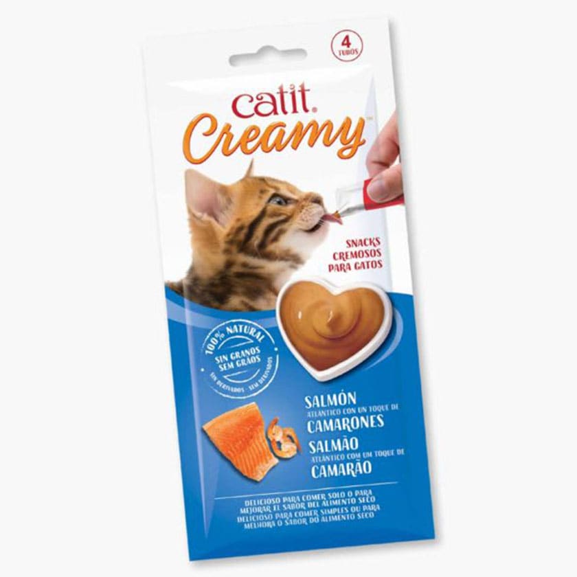 Snack Gato Catit Creamy Cremoso Salmón Camarón Unidad (44453