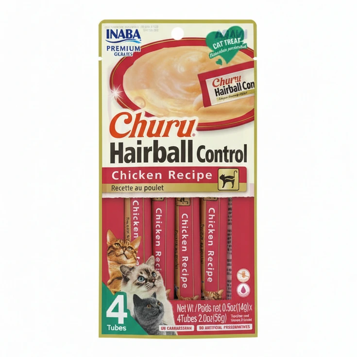 Churu Hairball Control Chicken 4 tubos 14gx4 (Vencimiento Julio 2026)