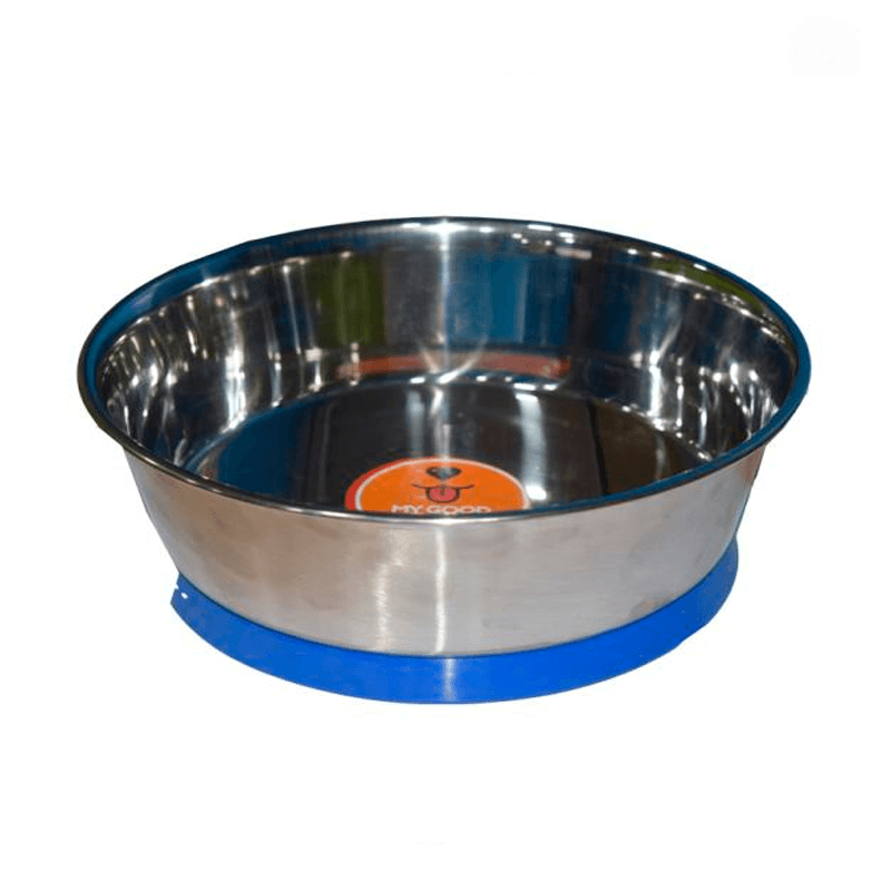 Plato Succión Acero Inoxidable 13 cm Goma Azul