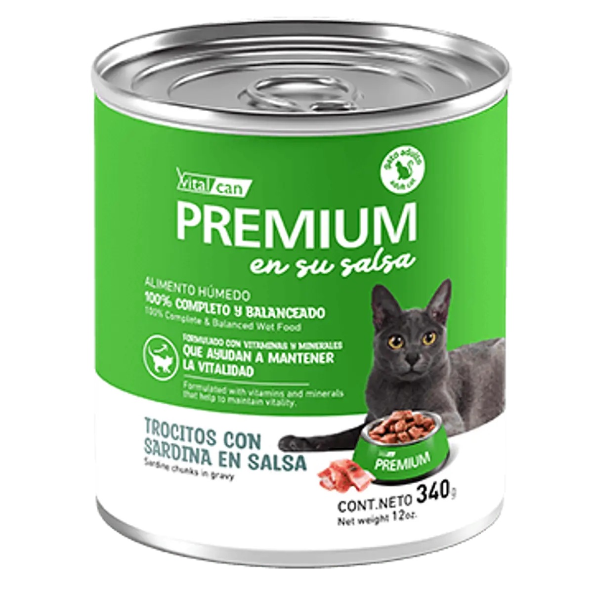 Lata Vitalcan Premium Gato Trocitos Sardina en Salsa