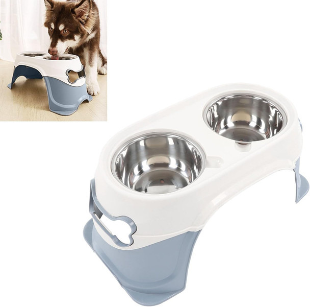 Plato Mascotas Doble Pedestal Gris (XDB-)