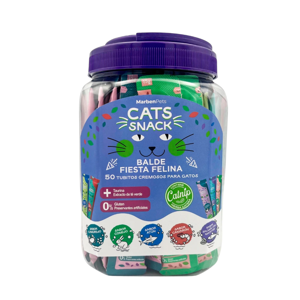 Balde Fiesta Felina Cats Snack 50 Tubitos