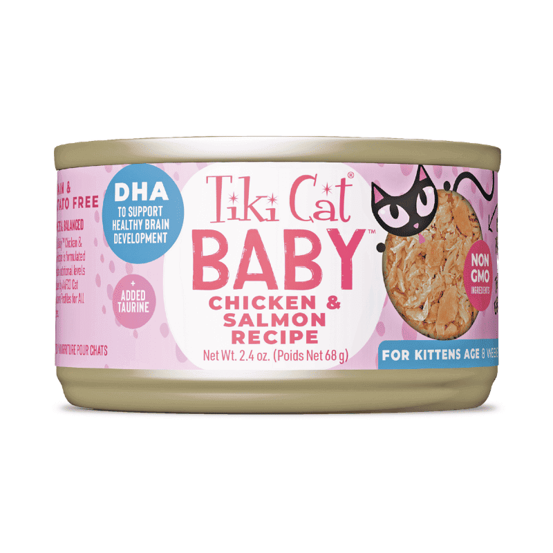 Lata Tiki Cat Baby Chicken y Salmón Recipe