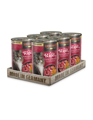 Lata Leonardo Gato Super Premium Ternera y Venado con Camote x6 Unidades