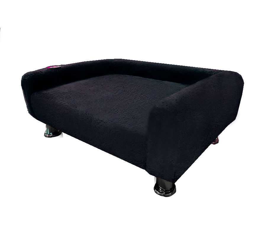 Cama Sofá Felpa de Lujo Para Mascotas Negra 75×50 cm