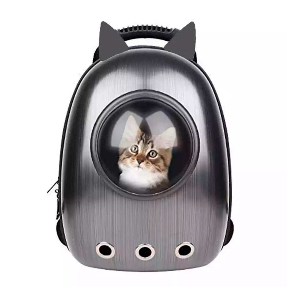 Mochila Transportadora Orejas Gatito Plateada (XR164)
