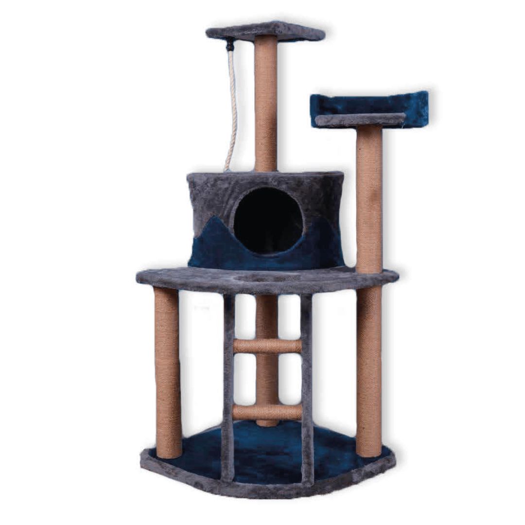 Rascador para Gatos Felpa Azul Marino (KF8021A)