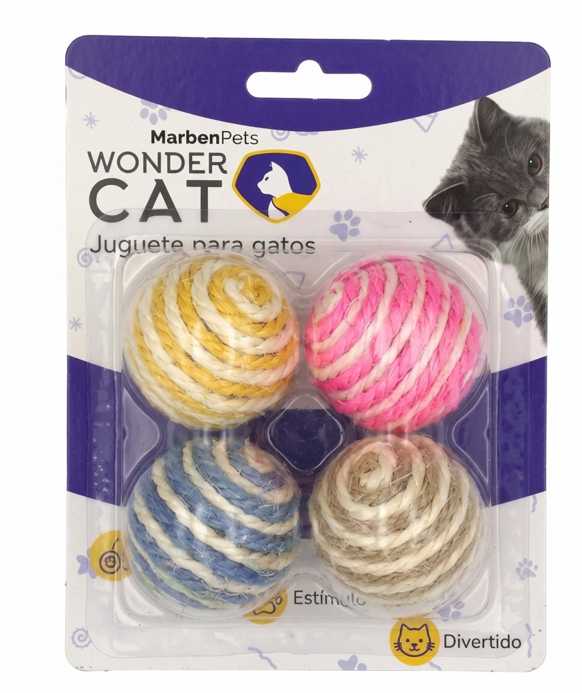 Set De 4 Pelotas De Cuerda Para Gato