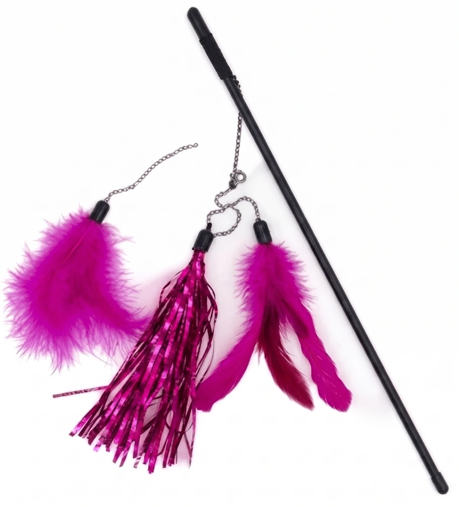 Varita Plumas Y Cintas Brillantes Rosa