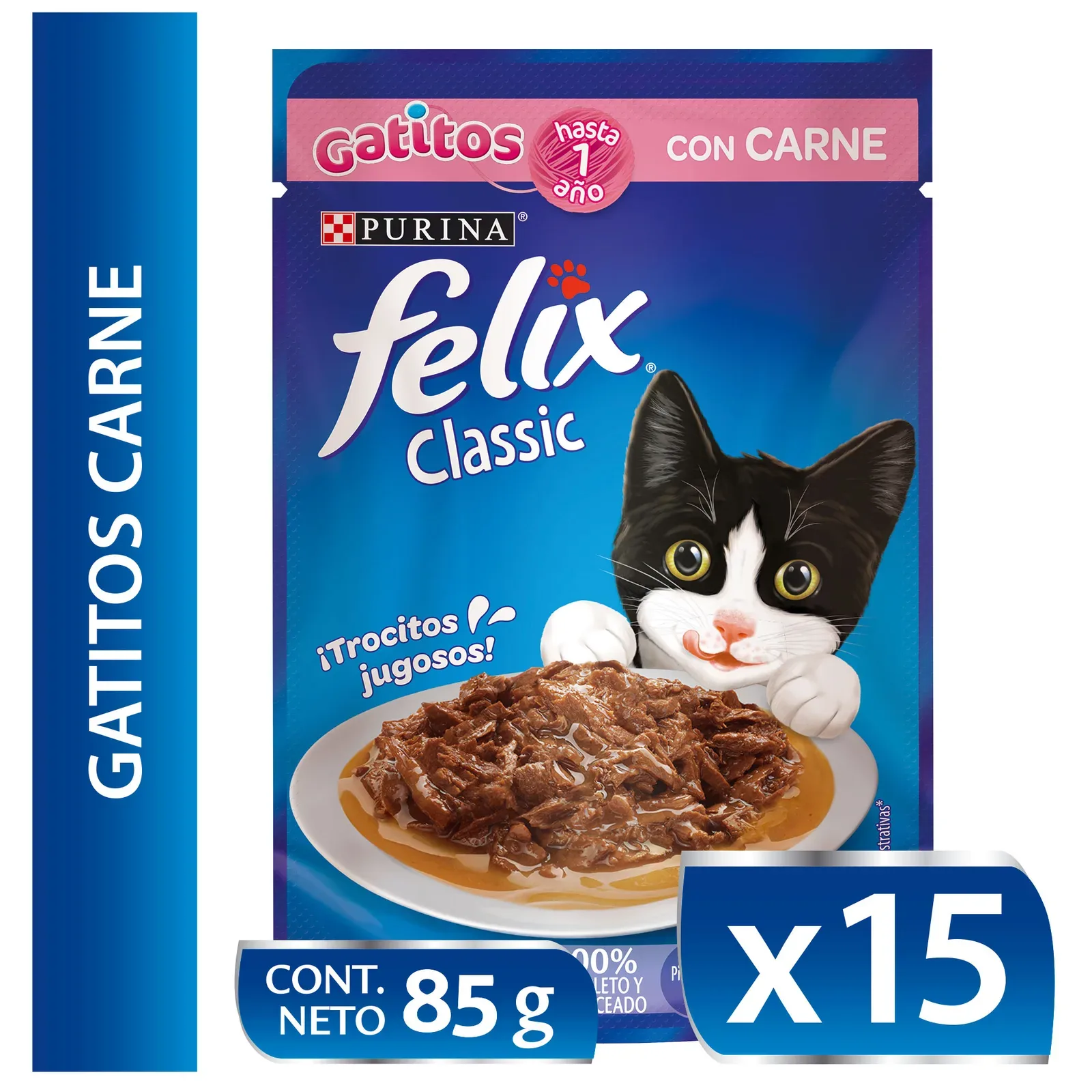 Sachet Felix Gatito Carne Salsa x15 Unidades