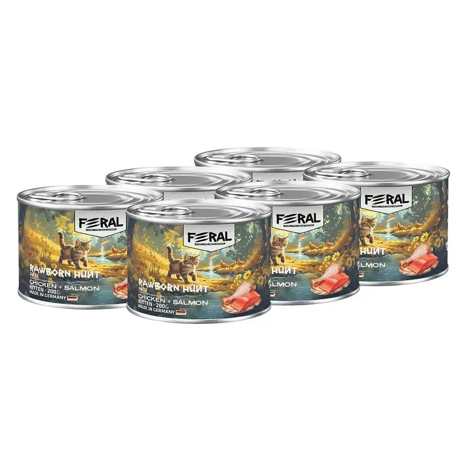 Lata Feral Kitten Pollo&Salmon X 6