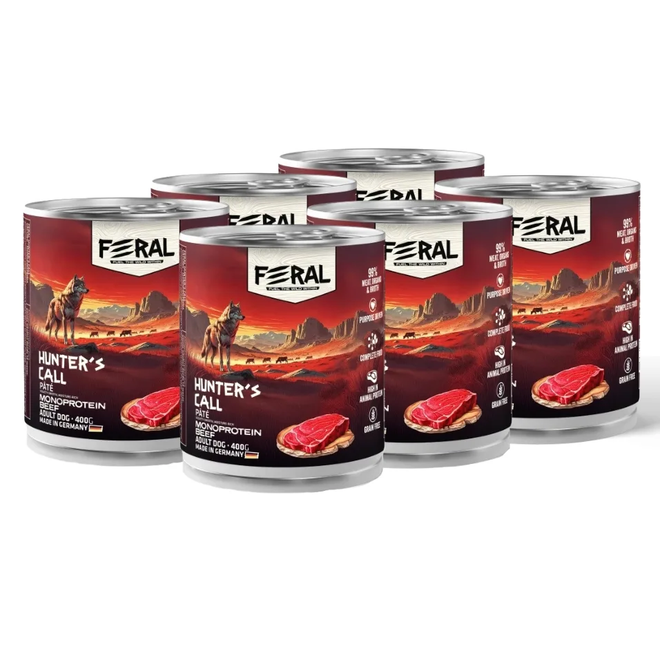 Lata Feral Perro Adulto Mono Protein Beef X6
