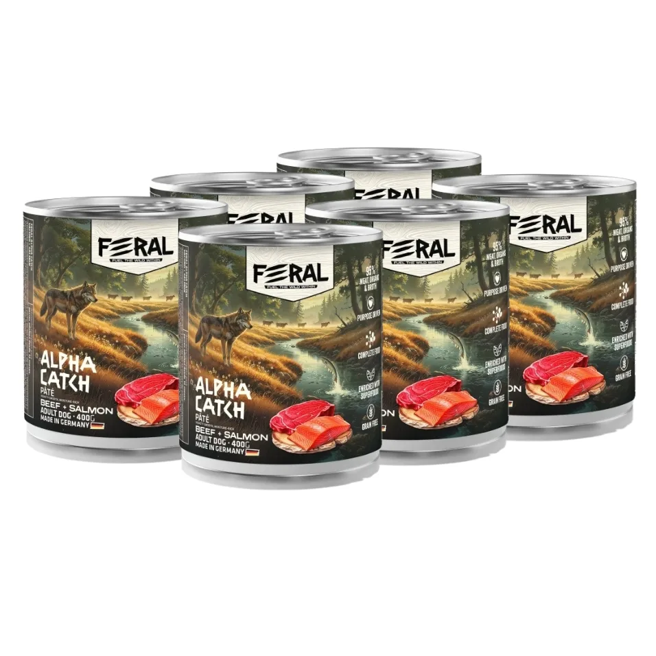 Lata Feral Perro Adulto Beef&Salmon X6
