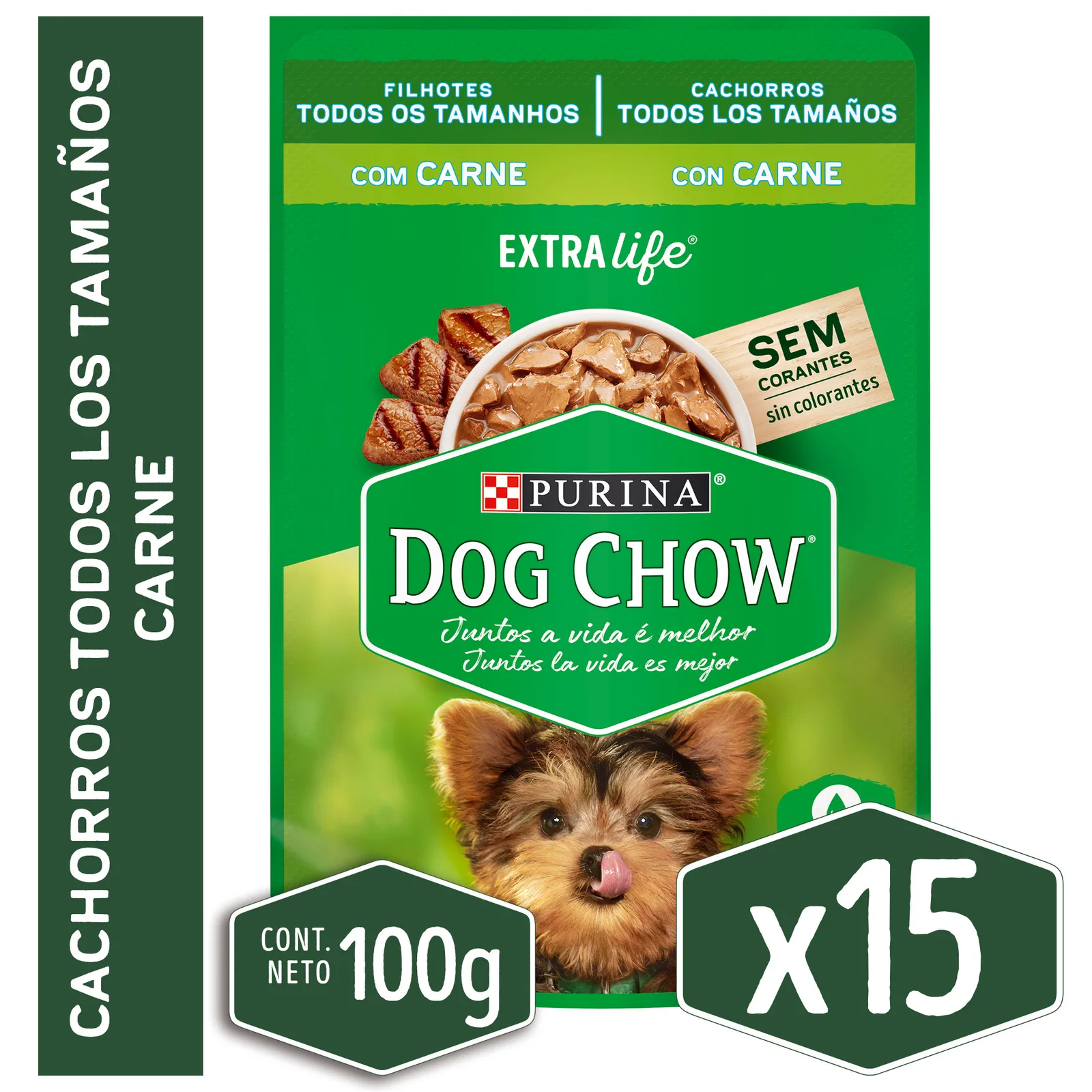 Sachet Dog Chow Cachorro Carne x15