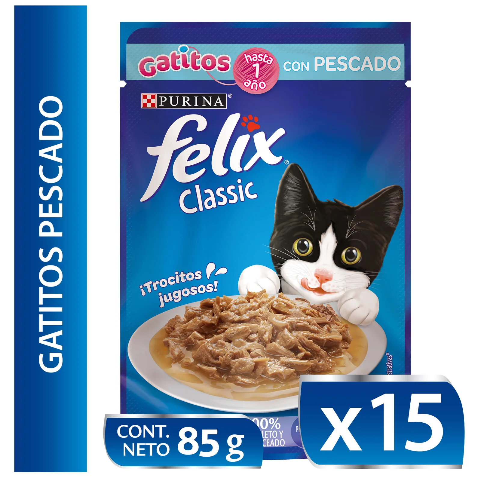 Sachet Felix Gatito Pescado Blanco x15 Unidades
