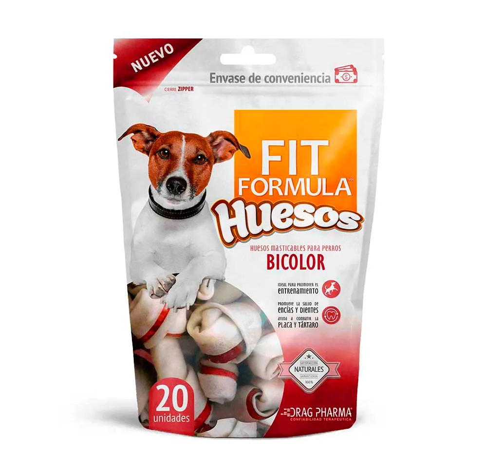 Snack Perro Fit Formula Huesitos Bicolor 20 Unidades