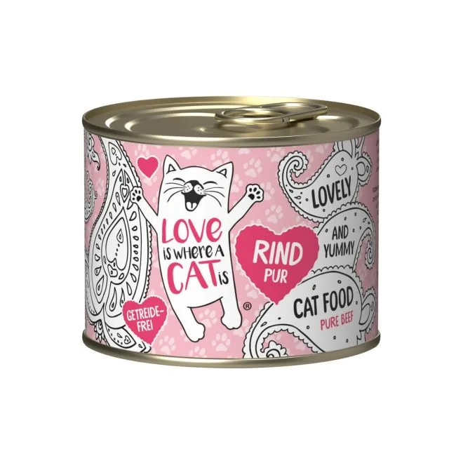 Lata Gato Love Is Where Cat Beef Pure