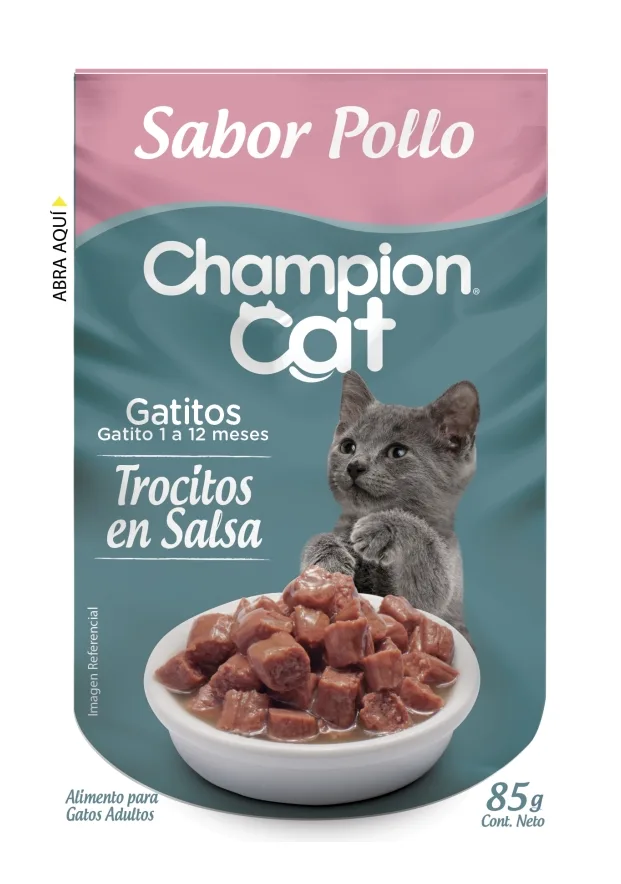 Caja Sachet Champion Cat Gatito Pollo 12x
