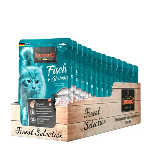 Sachet Leonardo Gato Pescado Camarones Unidad