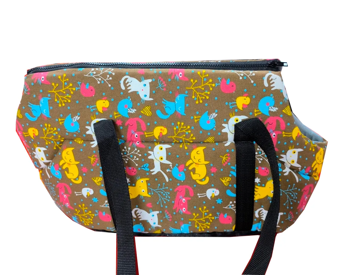 Bolso Transporte Diseño Gatos Grande Café