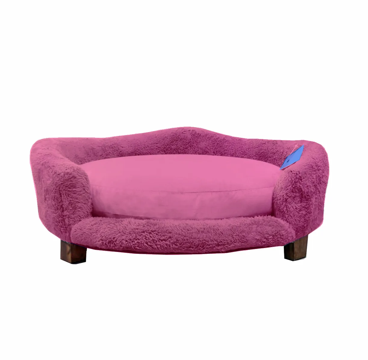Cama Sofá Felpa de Lujo Ovalada Rosa Talla L